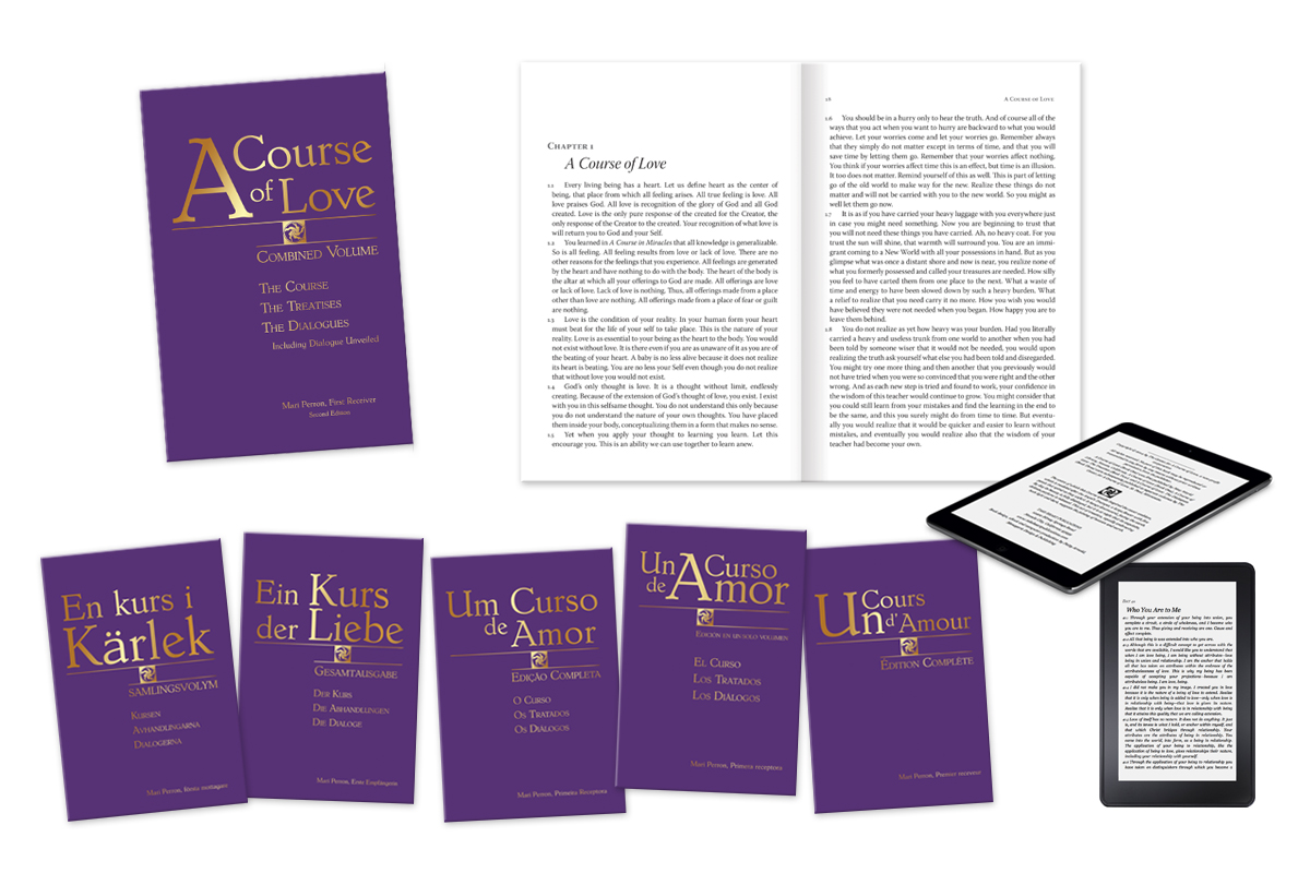 A Course of Love Cover, logo design, print and ebook production for Take Heart Publications in multiple languages